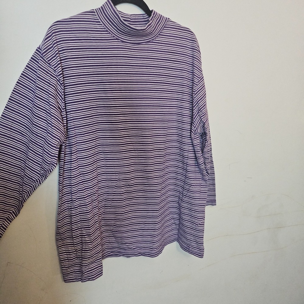 Karen Scott II Women's Purple Striped 2X Top Blouse